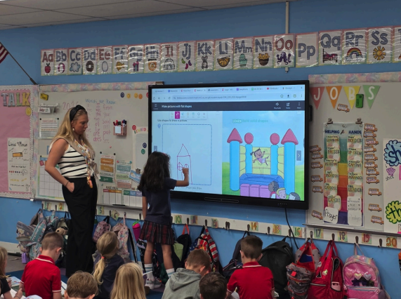 Sunlight Christian Academy classroom using a Smart Board