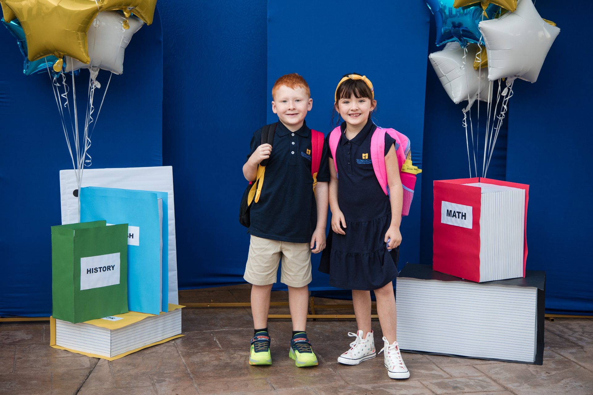 Two Sunlight Christian Academy lower elementary students on the first day of school