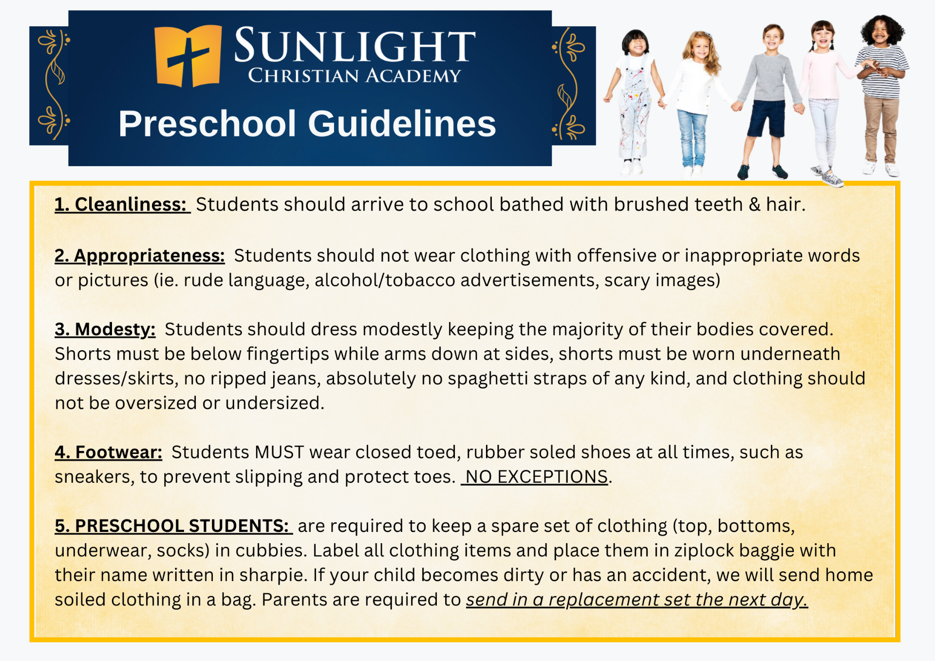 Preschool guidelines