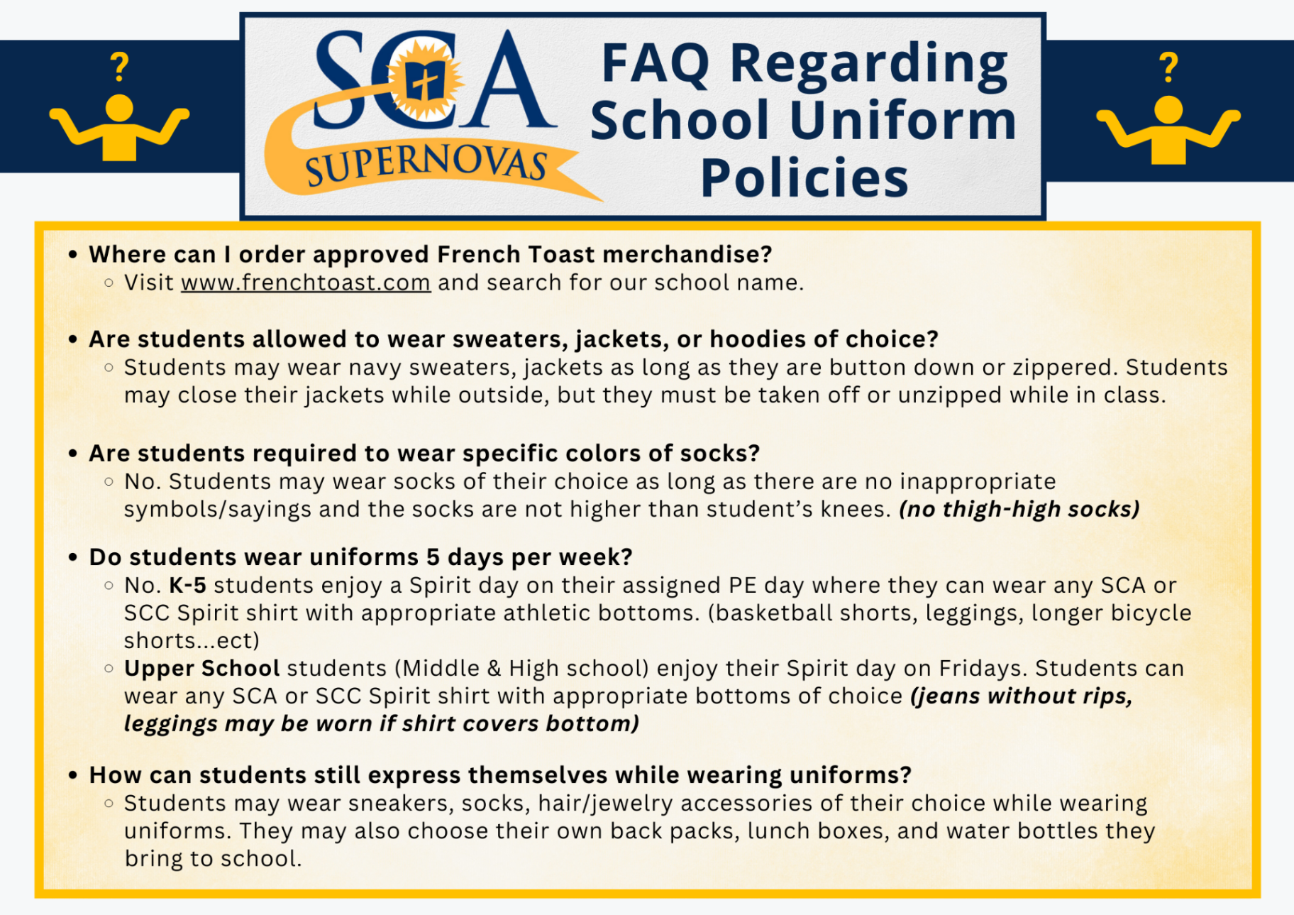 FAQ regarding school uniform policies